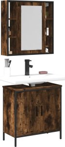 vidaXL VidaXL 2 Piece Bathroom Furniture Set Smoked Oak Engineered Wood 1