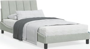 vidaXL VidaXL Bed Frame with Headboard Light Gray 39.4"x74.8" Twin Velvet 1