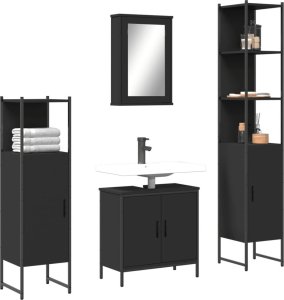 vidaXL VidaXL 4 Piece Bathroom Furniture Set Black Engineered Wood 1