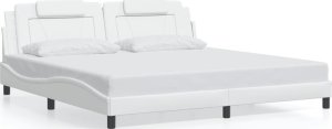 vidaXL VidaXL Bed Frame with Headboard White 76"x79.9" King Faux Leather 1