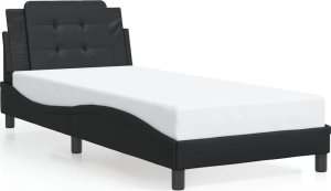 vidaXL VidaXL Bed Frame with Headboard Black 39.4"x74.8" Twin Faux Leather 1