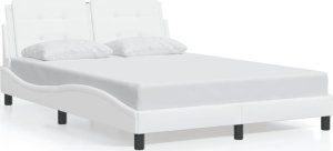 vidaXL VidaXL Bed Frame with Headboard White 53.9"x74.8" Full Faux Leather 1