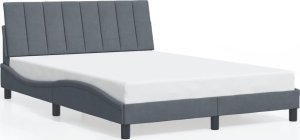 vidaXL VidaXL Bed Frame with Headboard Dark Gray 53.9"x74.8" Full Velvet 1