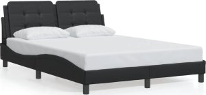 vidaXL VidaXL Bed Frame with Headboard Black 53.9"x74.8" Full Faux Leather 1