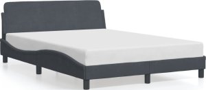 vidaXL VidaXL Bed Frame with Headboard Dark Gray 53.9"x74.8" Full Velvet 1