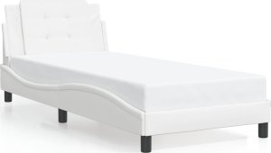 vidaXL VidaXL Bed Frame with LED Light White 39.4"x79.9" Twin XL Faux Leather 1