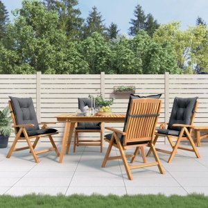 vidaXL VidaXL Reclining Patio Chairs with Cushions 4 pcs Solid Wood Teak 1