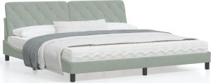 vidaXL VidaXL Bed Frame with Headboard Light Gray 76"x79.9" King Velvet 1