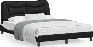 vidaXL VidaXL Bed Frame with Headboard Black and White 53.9"x74.8" Full Faux Leather 1