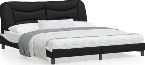 vidaXL VidaXL Bed Frame with Headboard Black and White 76"x79.9" King Faux Leather 1