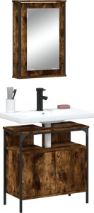 vidaXL VidaXL 2 Piece Bathroom Furniture Set Smoked Oak Engineered Wood 1