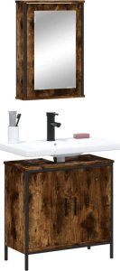 vidaXL VidaXL 2 Piece Bathroom Furniture Set Smoked Oak Engineered Wood 1