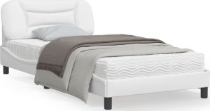 vidaXL VidaXL Bed Frame with Headboard White 39.4"x74.8" Twin Faux Leather 1