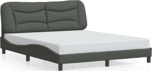 vidaXL VidaXL Bed Frame with Headboard Dark Gray 59.8"x79.9" Queen Fabric 1