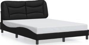 vidaXL VidaXL Bed Frame with Headboard Black 53.9"x74.8" Full Faux Leather 1