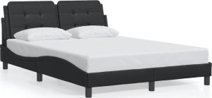 vidaXL VidaXL Bed Frame with Headboard Black 53.9"x74.8" Full Faux Leather 1