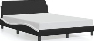 vidaXL VidaXL Bed Frame with Headboard Black and White 53.9"x74.8" Full Faux Leather 1