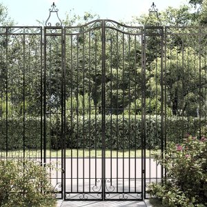 vidaXL VidaXL Garden Gate Black 47.6"x3.1"x78.7" Wrought Iron 1