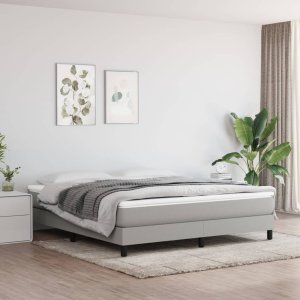 vidaXL VidaXL Box Spring Bed with Mattress Light Gray 72"x83.9" California King Fabric 1