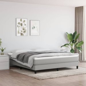 vidaXL VidaXL Bed Frame Light Gray 72"x83.9" California King Fabric 1