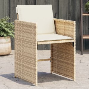 vidaXL VidaXL Patio Chairs with Cushions 4 pcs Beige Poly Rattan 1