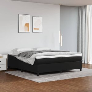 vidaXL VidaXL Box Spring Bed with Mattress Black 72"x83.9" California King Faux Leather 1