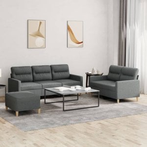 vidaXL VidaXL 3 Piece Sofa Set with Cushions Dark Gray Fabric 1