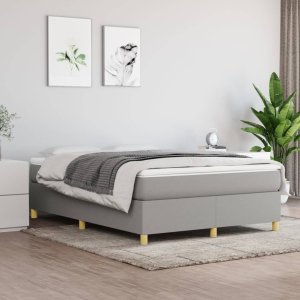 vidaXL VidaXL Bed Frame Light Gray 59.8"x79.9" Queen Fabric 1