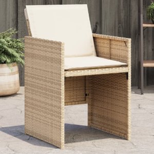 vidaXL VidaXL Patio Chairs with Cushions 4 pcs Beige Poly Rattan 1