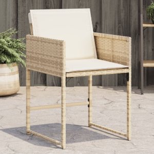 vidaXL VidaXL Patio Chairs with Cushions 4 pcs Beige Poly Rattan 1