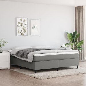 vidaXL VidaXL Box Spring Bed with Mattress Dark Gray 76"x79.9" King Fabric 1