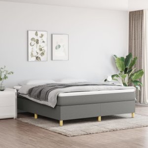 vidaXL VidaXL Box Spring Bed with Mattress Dark Gray 72"x83.9" California King Fabric 1