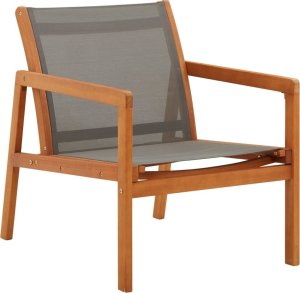 vidaXL VidaXL Patio Lounge Chair Gray Solid Eucalyptus Wood and Textilene 1