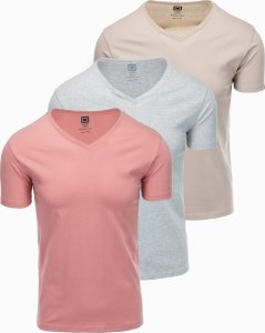 Ombre Zestaw koszulek bawełnianych V-NECK 3-pak - mix V14 Z29 L 1