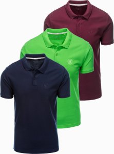 Ombre Zestaw koszulek męskich polo z dzianiny pique 3-pak - mix V12 Z28 XXL 1