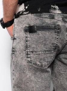 Ombre Spodnie męskie marmurkowe JOGGERY z ozdobnymi przeszyciami - szare V4 OM-PADJ-0111 S 5