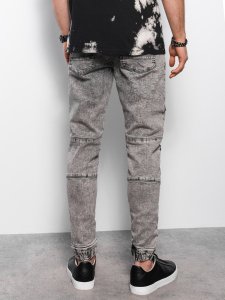Ombre Spodnie męskie marmurkowe JOGGERY z ozdobnymi przeszyciami - szare V4 OM-PADJ-0111 S 6