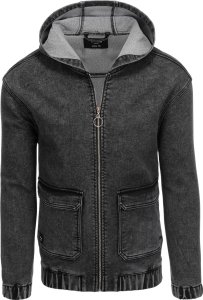 Kurtka męska Ombre Kurtka jeansowa męska katana z kieszeniami cargo i kapturem - czarna V4 C558 L 3