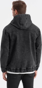 Kurtka męska Ombre Kurtka jeansowa męska katana z kieszeniami cargo i kapturem - czarna V4 C558 L 7