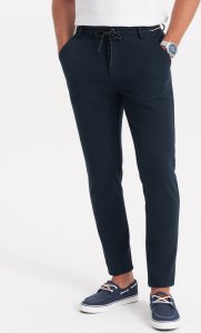 Ombre Dzianinowe spodnie męskie z gumką w pasie - granatowe V3 OM-PACP-0116 L 2