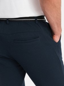 Ombre Dzianinowe spodnie męskie z gumką w pasie - granatowe V3 OM-PACP-0116 L 4