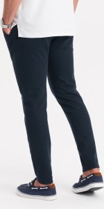 Ombre Dzianinowe spodnie męskie z gumką w pasie - granatowe V3 OM-PACP-0116 L 5