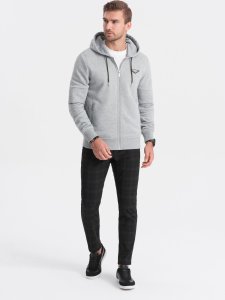 Ombre Bluza męska rozpinana z kapturem - szary melanż V2 OM-SSZP-22SS-010 L 3