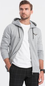 Ombre Bluza męska rozpinana z kapturem - szary melanż V2 OM-SSZP-22SS-010 L 4