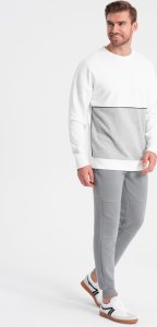 Ombre Spodnie dresowe męskie z tkaniny ottoman - szare V5 OM-PASK-0129 XL 2