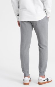 Ombre Spodnie dresowe męskie z tkaniny ottoman - szare V5 OM-PASK-0129 XXL 6