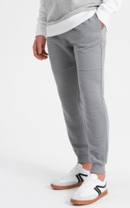 Ombre Spodnie dresowe męskie z tkaniny ottoman - szare V5 OM-PASK-0129 M 4