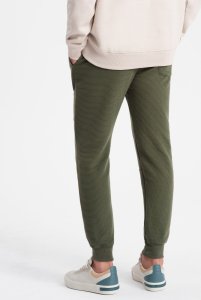 Ombre Spodnie dresowe męskie z tkaniny ottoman - ciemnooliwkowe V3 OM-PASK-0129 XXL 6
