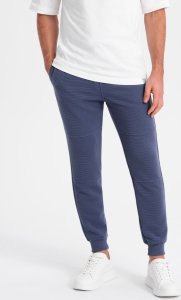 Ombre Spodnie dresowe męskie z tkaniny ottoman - ciemnoniebieskie V2 OM-PASK-0129 L 2
