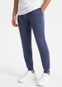 Ombre Spodnie dresowe męskie z tkaniny ottoman - ciemnoniebieskie V2 OM-PASK-0129 L 3